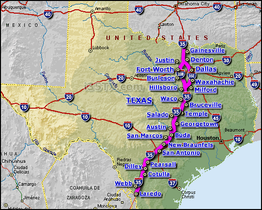 I-35 Texas Map